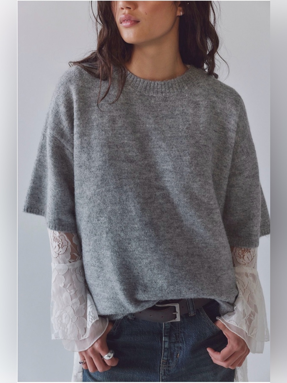 NWT Free People Margot Soft Spun Sweater / Heather Grey